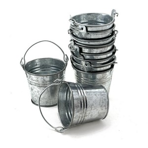 10x mini Zinkeimer klein 8cm, mit Henkel, verzinkt, Metall, Eimer !!!