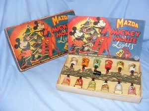 Vintage Mazda Weihnachtsbaum Mickey Maus Lichter Glühbirnen funktionieren Disney 12er Set BTH - Bild 1 von 6