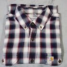 Carhartt Mens Blue Shirt Large Plaid Button Down Relaxed Fit Cotton 102533 412