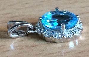 Colgante de plata maciza con piedras preciosas naturales citrino granate topacio peridoto 8x6 mm S925  - Imagen 1 de 24