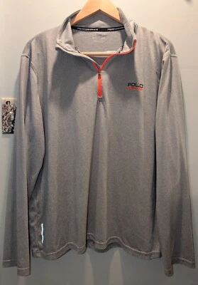 复古 90 年代 Ralph Lauren Polo Sport Performance 1/4 拉链灰色男式 XL Thermo Vent — 第 1/4 张图片