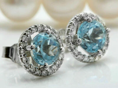 Pendenti Argento Con Pietre Topazio Blu - Immagine 1 di 3