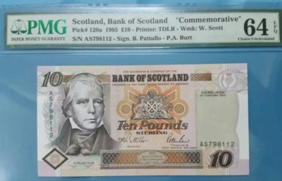 1995 Scotland 10 Pounds, PMG64 EPQ UNC <P-120a> "Commemorative" - Image 1 of 2