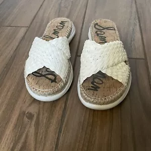 Sam Edelman Jovie geflochtene Raffia Cross Strap Slide weiß Gr. 6,5 M - Bild 1 von 8
