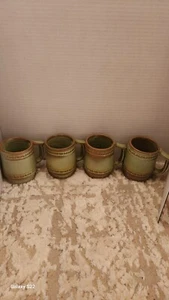 4 Vintage Frankoma C10 Prairie Green Mugs! - Picture 1 of 11
