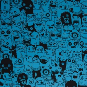 Nano-Softshell, Little Monsters, Fleece-Abseite, Dunkeltürkis/Schwarz, 150cm - Bild 1 von 6