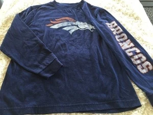 Maglia Denver Broncos calcio ragazzo blu navy vintage manica lunga GRANDE 10-12 - Foto 1 di 8