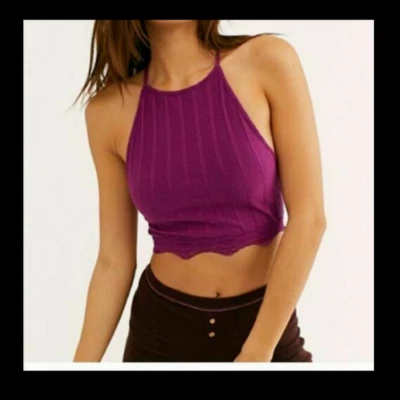 Free People FP Intimately All Your Love Crop Top Purple Sz Small UK 8-10 - Image 1 of 4