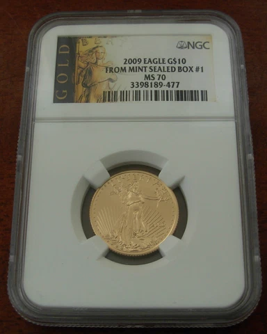 US 2009 Gold 1/4 oz $10 NGC MS70 American Eagle Cover