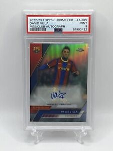 2022-23 Topps Chrome FC Barcelona David Villa Auto Autograph PSA 9
