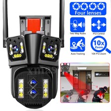 16MP 8K IP Camera 10X Zoom Four lens PTZ WiFi Security Auto Tracking CCTV Cam