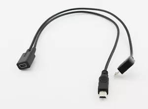 Mini USB 2.0 Female To Mini USB Male Micro USB Right Angle Charger Adapter Cable - Picture 1 of 11