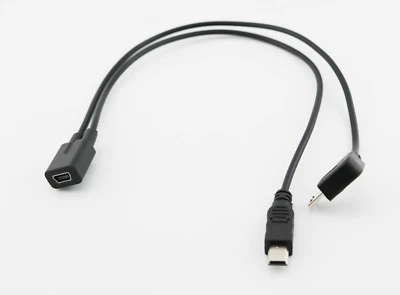 Mini USB 2.0 Female To Mini USB Male Micro USB Right Angle Charger Adapter Cable - Image 1 of 4