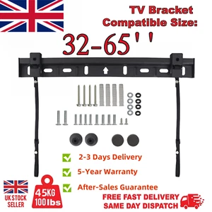 TV WALL BRACKET MOUNT SLIM FOR 32 35 38 40 42 50 55 60 65 INCH 3D LCD LED PLASMA - Picture 1 of 35