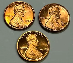 1978 P D S Lincoln Cent Set 2 Uncirculated Coin's + 1 Proof Coin - Picture 1 of 5