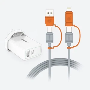 Cable multipack carga rápida Gadjet 4 en 1 + adaptador de corriente de 2 puertos - Imagen 1 de 1