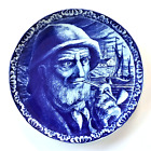 Vtg Boch Freres FISHERMAN 10" Plate~Blue White Delft~Mariner~La Louviere Belgium