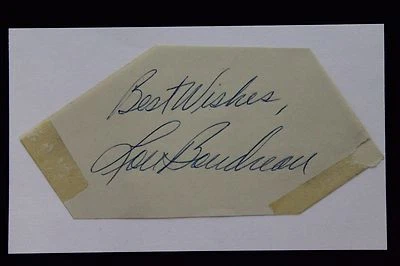 Lou Boudreau (d.2001) HOF Indians Cut Autograph Signed 3x5 Index Card 17F - Image 1 of 3