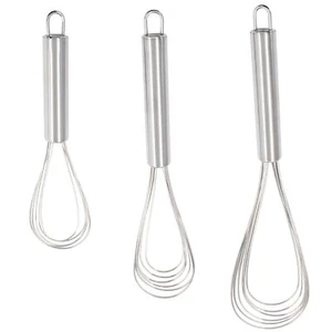 3 Pcs Kitchen Flat Whisk Set Stainless Steel Egg Whisk Flat Wire Whisk 6 Wire... - Picture 1 of 5