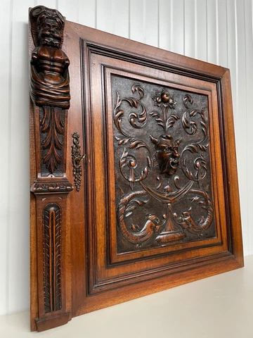 Exceptional French Walnut Renaissance Door panel with devil/faust Cover