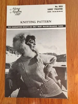 Mary Maxim Vintage Knit Sweater multi size  pattern - queen of the ski slopes - Image 1 of 2