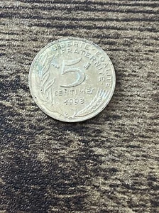 1998 France 5 Centimes Actual Coin TK7068* - Picture 1 of 3