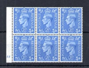 GEORGE VI 21/2d PALE BLUE CYLINDER J53 PANE MOUNTED MINT - Picture 1 of 1