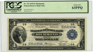 FR.721 $1 1918 Federal Reserve Bank Note Richmond CH New 63PPQ PCGS 950750-63 - Picture 1 of 3