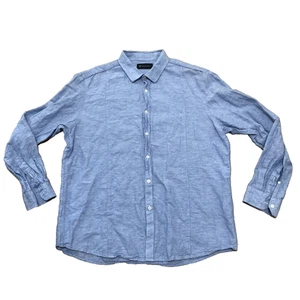 INC International Concepts Linen Button Shirt Men XL Light Blue Boho Beachy 48" - Picture 1 of 21