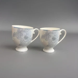 2 Mikasa Teetassen Tassen Cameo Bloom Platin Fuß Vintage nicht mehr produziert schwer zu finden - Bild 1 von 12