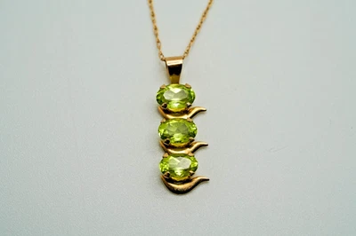 Collar Vintage Oro Amarillo 14k Colgante Peridoto 2.2cm 19" Peso 1.24g Foto 1 de 4