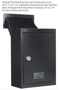 Toriexon Through The Wall Drop Box with Combination Lock, 16.5" x 12.5" x 6" New - Picture 1 of 17