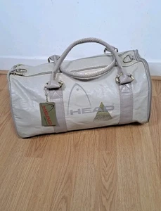 Vintage Head Holdall Bag Sports Gym Retro Beige Faux Leather Y2K Retro Sports - Picture 1 of 14