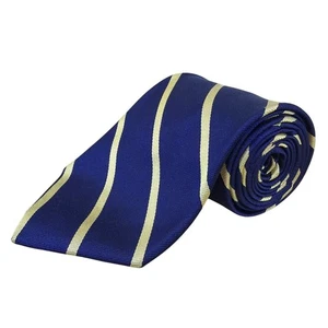 Vintage Brooks Brothers Blue & Yellow Silk Striped Necktie Classic Accessory - Picture 1 of 7