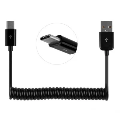 USB 3.1 Type C Male to USB 2.0 Charger Data Sync Stretch Spring Coiled Cable - Image 1 of 4