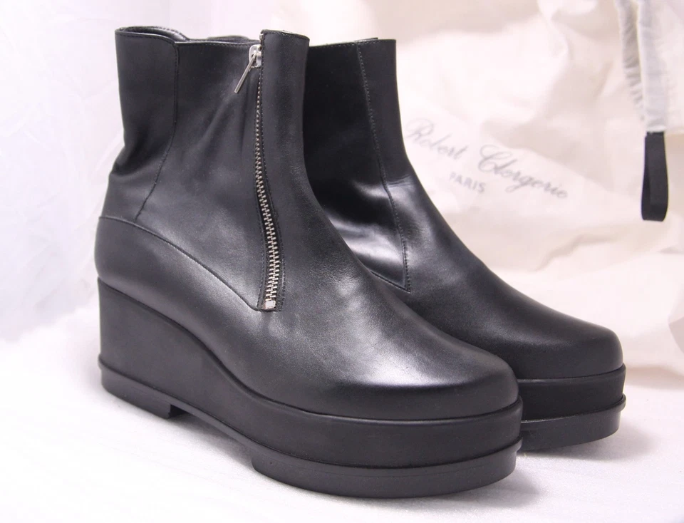 Nuevas Botas ROBERT CLERGERIE Cuero Negro Tío Modelo Yensio Talla 39.5/8.5 EE. UU. Foto 1 de 4