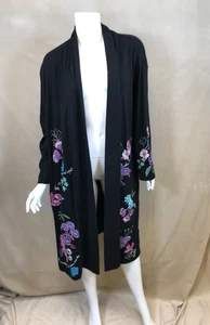 Cárdigan Johnny Was Los Angeles Floral Bordado Frente Abierto, Talla L - Imagen 1 de 13