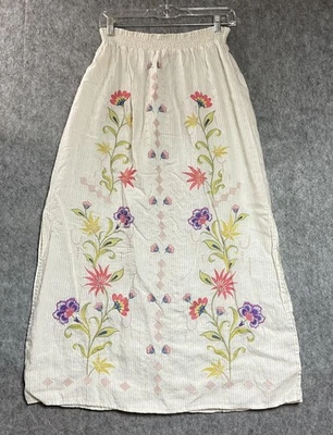 Johnny Was Skirt Women Small Cream Embroidered Floral Boho Maxi Peasant Festival - Image 1 of 4