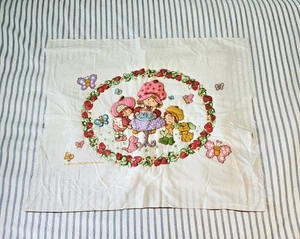 Vintage 1980 Strawberry Shortcake and Friends Fabric Scrap 21"x25" Hand Quilted - Picture 1 of 24