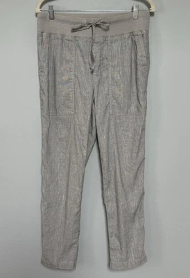Lou & Grey For Loft Women's Linen Blend Pants Sz Medium Pockets Drawstring Gray - Image 1 of 4
