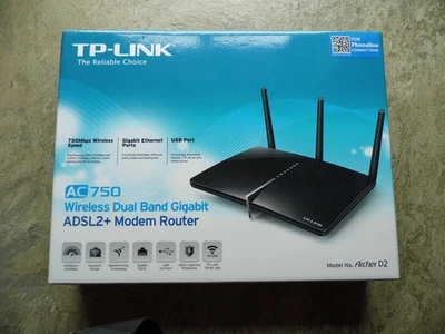 TP-Link Archer D2 AC750 Wireless Dual Band Gigabit ADSL2+ 4-port Modem Router - Image 1 of 4