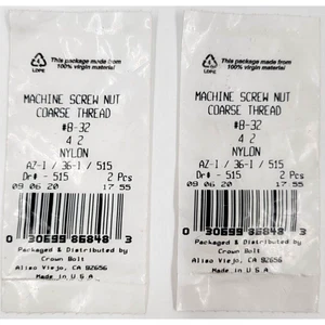 Crown Bolt #8 Machine Screw Nut Coarse Thread 2 Pack Lot of 2 - Picture 1 of 3