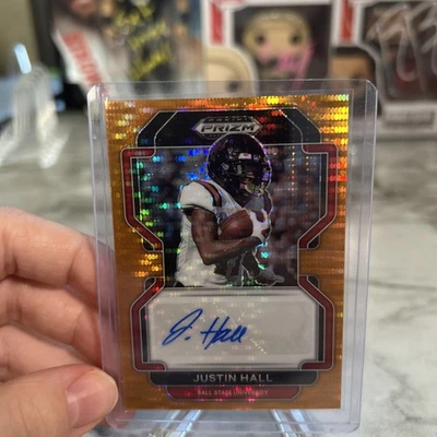 2022 Panini Prizm Justin Hall Rookie Orange Refractor Auto Card 08/49 - Image 1 of 4