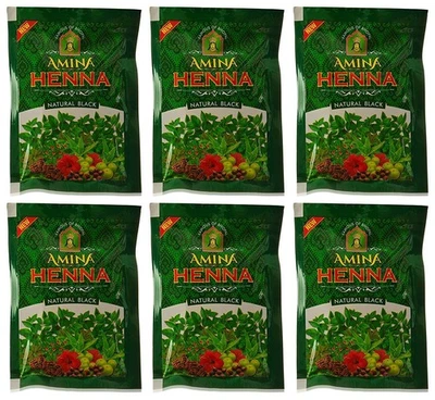 Polvo de henna negra natural color de cabello hecho de henna 100 % pura para hombres, paquete de 6 Foto 1 de 3