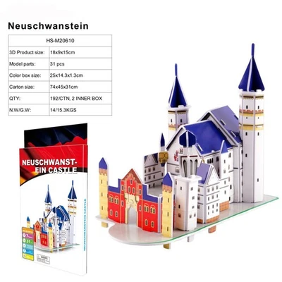 Rompecabezas 3D Castillo de Neuschwanstein Hágalo Usted Mismo Kit de Modelo de Construcción para Niños y Adultos Foto 1 de 4