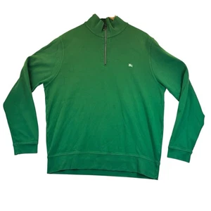 Burberry London pullover uomo XL verde mezza zip felpa collo a quadri preppy - Foto 1 di 15