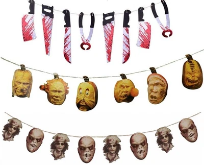 Halloween Bloody Weapons Scarry Banner Pumpkin Face Pendants Spooky Horror Decor — 第 1/4 张图片