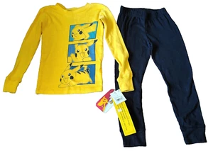 Pokémon Pikachu Pajamas set long sleeved shirt black pants size 4 - Picture 1 of 5