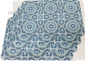 Set of 4 Same Non Clear Hard Plastic Placemats(18"x12") MOROCCAN TILE CIRCLES,GR - Picture 1 of 16