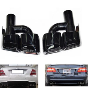 E63 AMG Exhaust Slant Tailpipe H-type Tail Tip for Mercedes-Ben W204 212 218 Blk - Foto 1 di 5